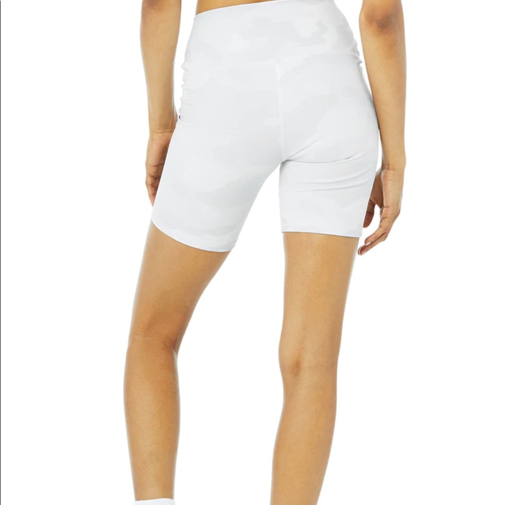 Alo White Camouflage Biker Shorts